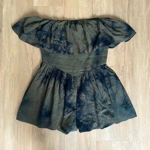 Green tie-dye romper